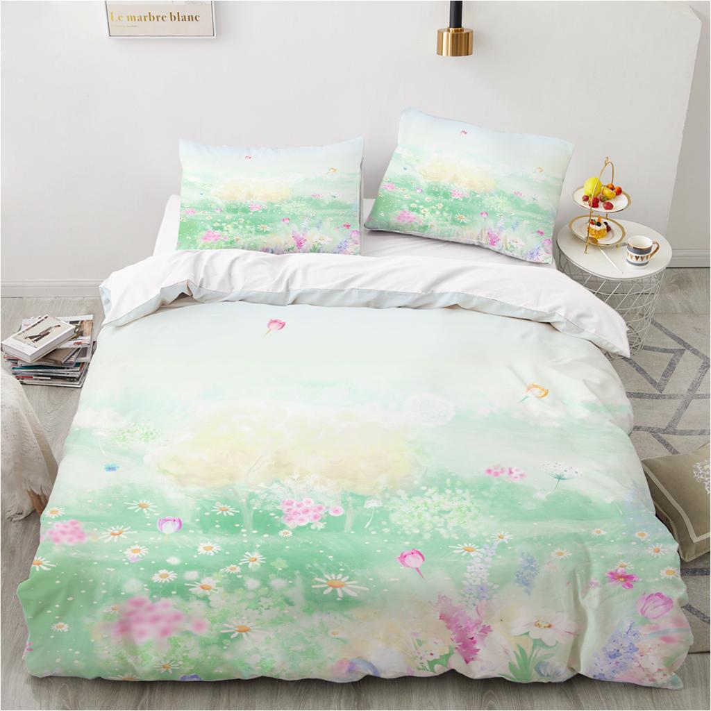 Floral Duvet Cover Kit 3D Printed Ultra-fine Fiber Pillowcase 2024 New Wholesale Elegant and Simple Bedding Set And Soft Kit