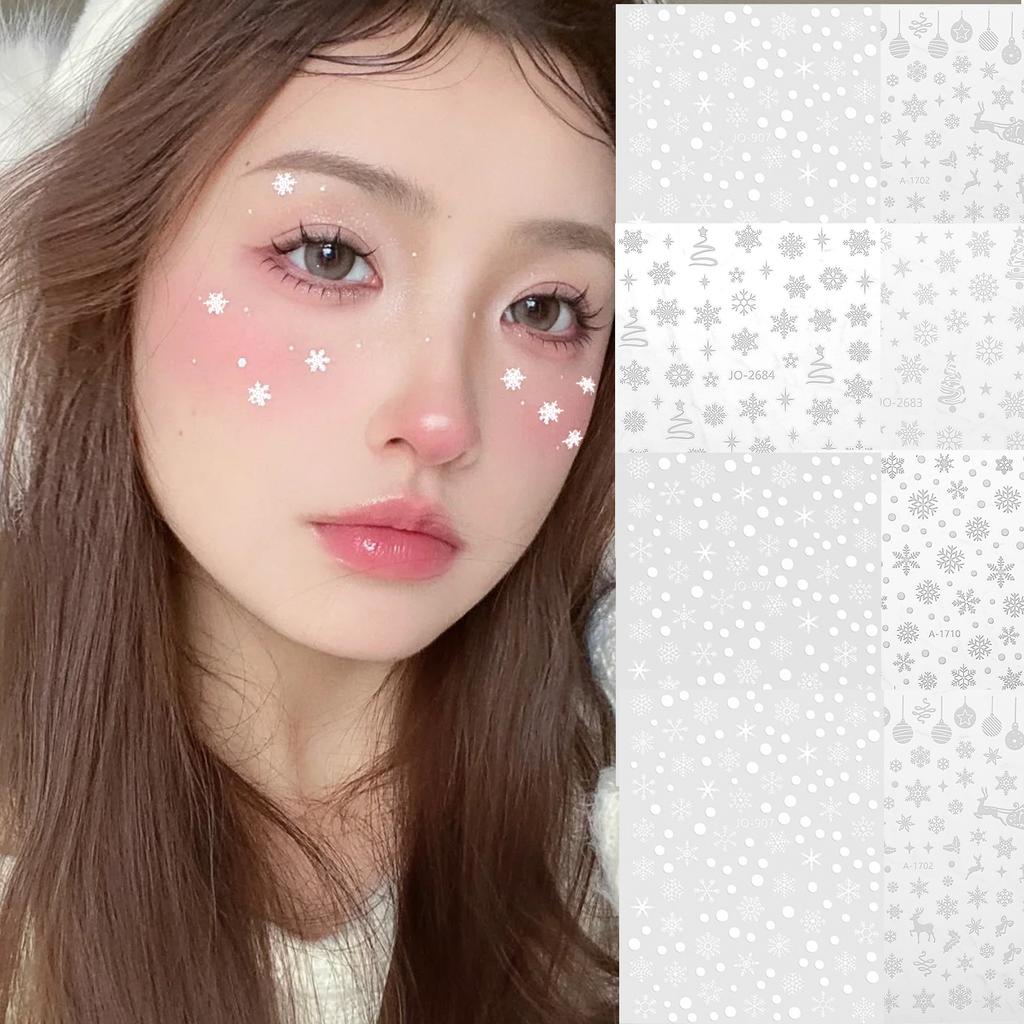 White Snow Face Stickers DIY Temporary Tattoos  Nail Jewelry Diamonds Decoration Christmas Snowflake Eye Body Art Make Up