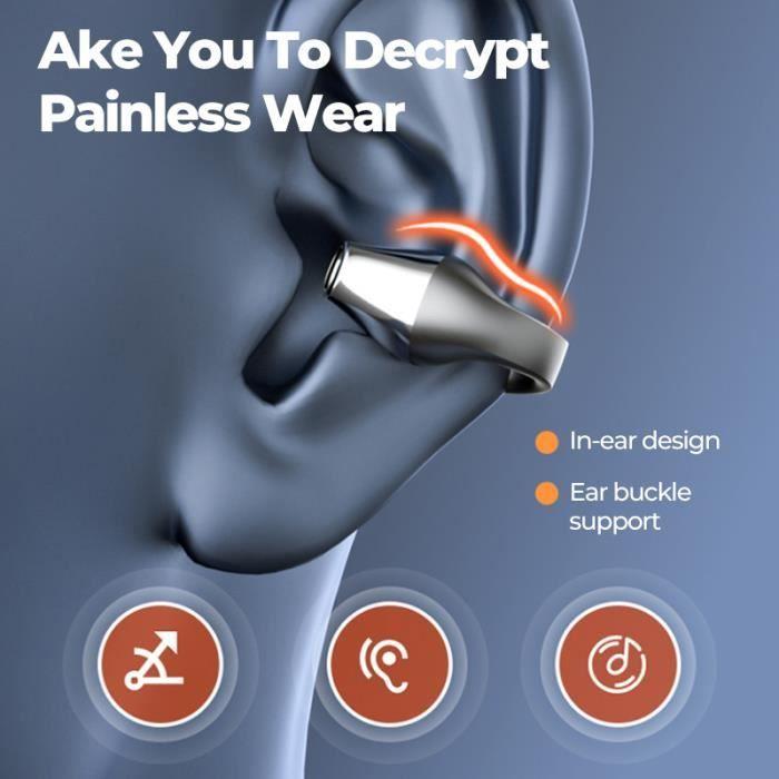 Écouteurs sans fil - AIHONTAI - 2023 - Conduction osseuse - Bluetooth - Clip d'oreille