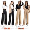 High-Waist Women's Wide-Leg Straight Pants - Spring/Autumn, Slimming, Extra Long Drape