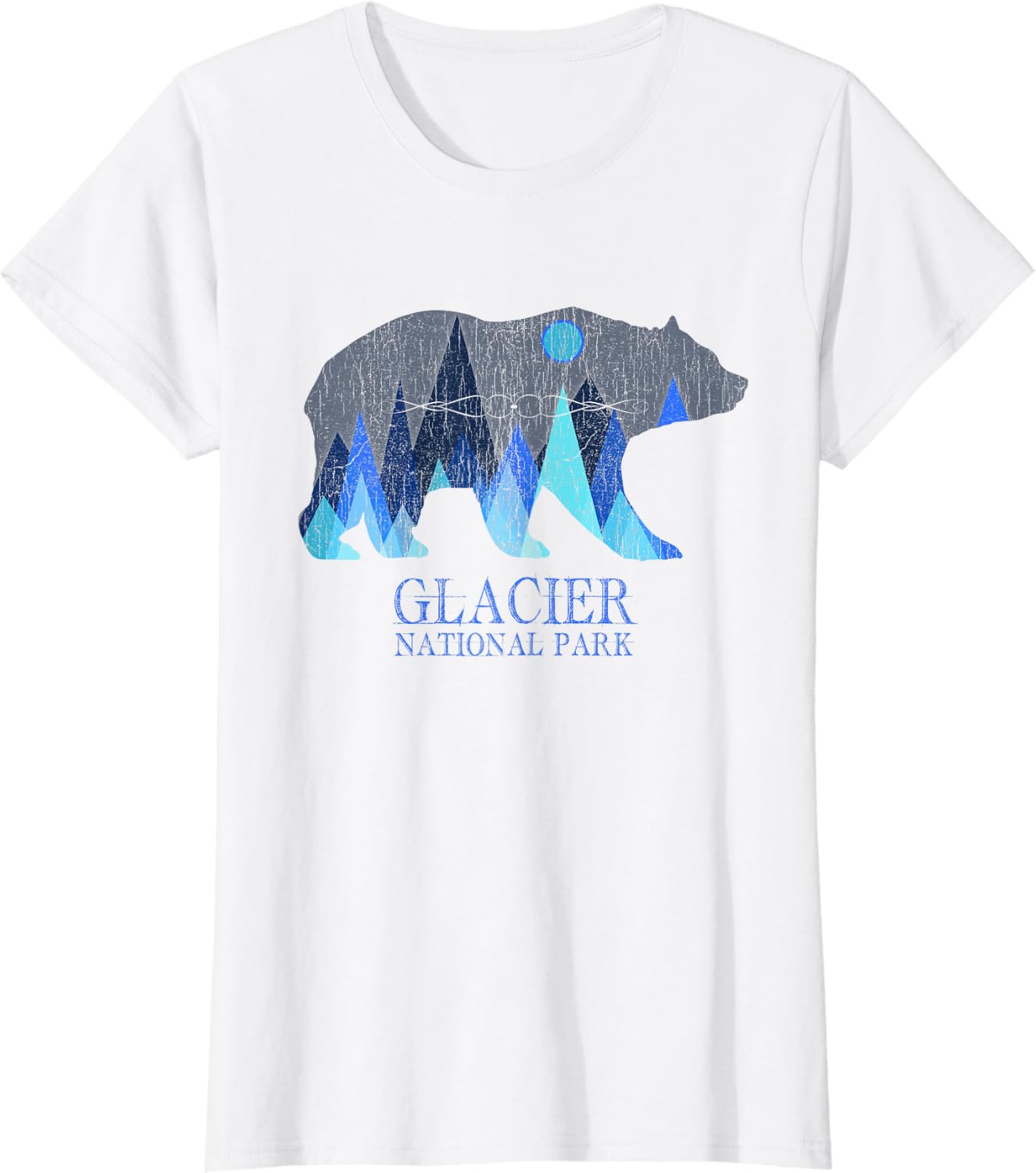 Retro Glacier Grizzly Bear Glacier National Park Men T Shirt XXL белый