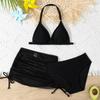 2025 Cute Girls' Three-Piece Bikini Swimsuit with Chest Pads for Middle and Older Children