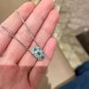 Thousand Gold Sense Paraiba Aquamarine Necklace Women's Exquisite Retro Light Luxury Premium Sense Full Diamond Passepartout Collarbone Chain