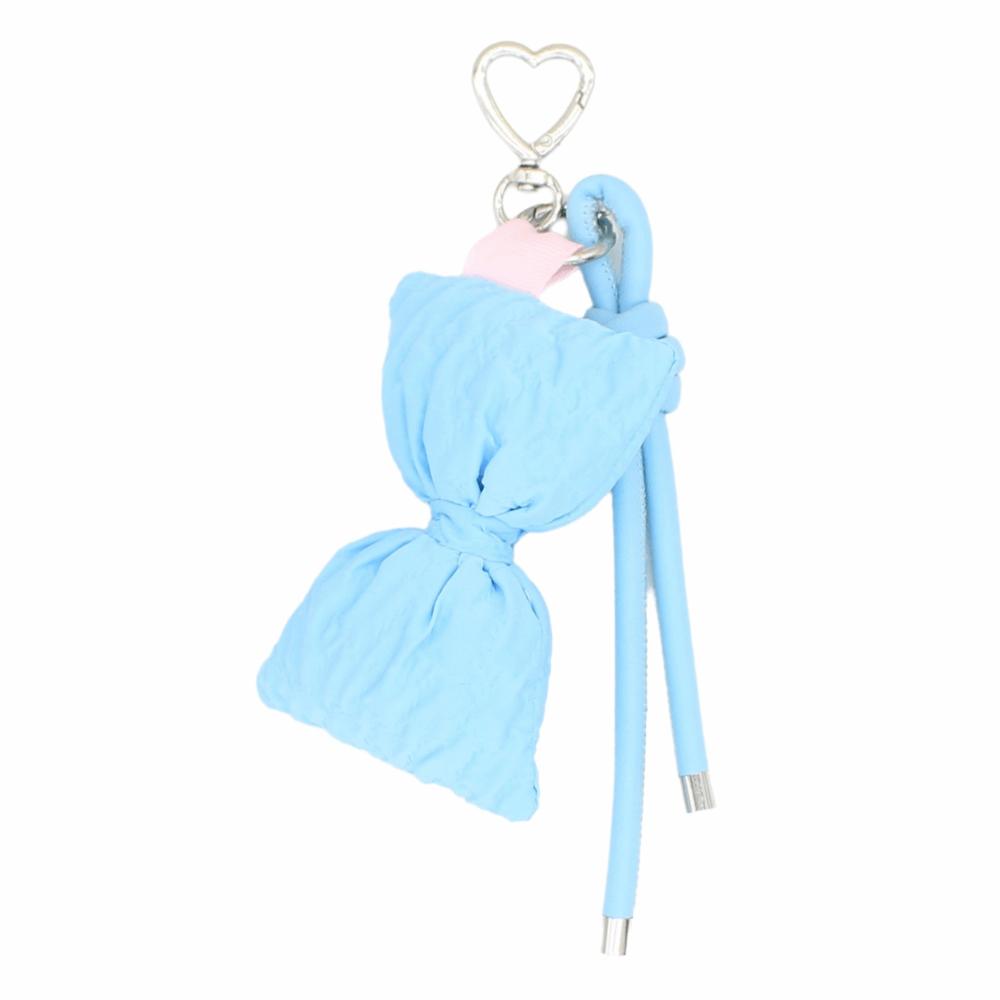 Heart Clasp Bow Keychain Sweet Bag Hanging Cute Fluffy Bow Pendant  Gifts синий