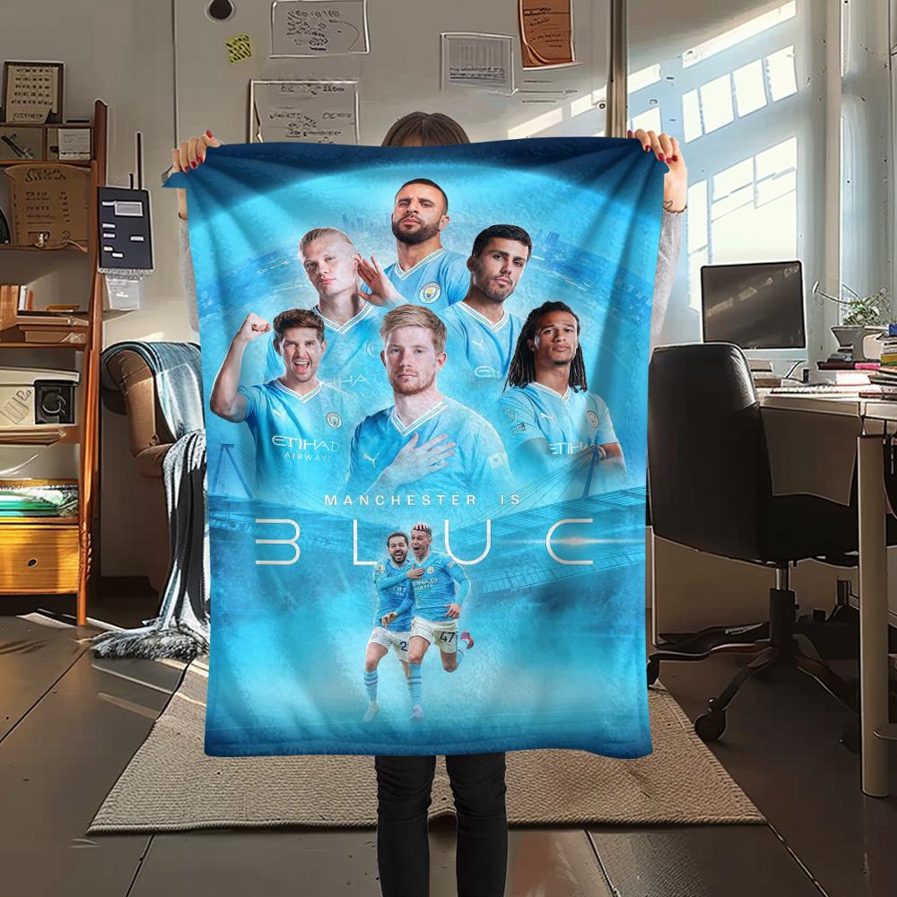 The Blues Team Print FlAannel Blanket, High Quality Comfortable for All Seasons, Home Decor, Warmth and Comfort