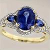Luxury Prong Setting-Rings for Women Blue Emerald Sapphire Jewelry Wedding Engagement Ring Anniversary Gifts Wife