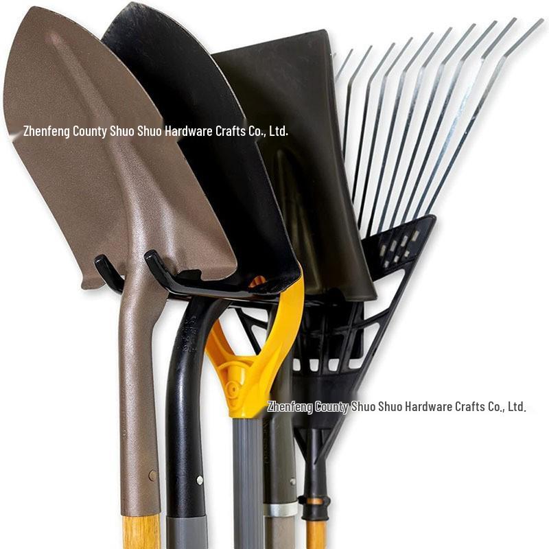 Wall-Mounted Minimalist Storage Rack with Shovel, Broom, and Spade Holders