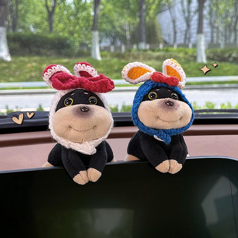 Plush Bee Dog Car Ornament - Cute Lying Doll for Console Display
