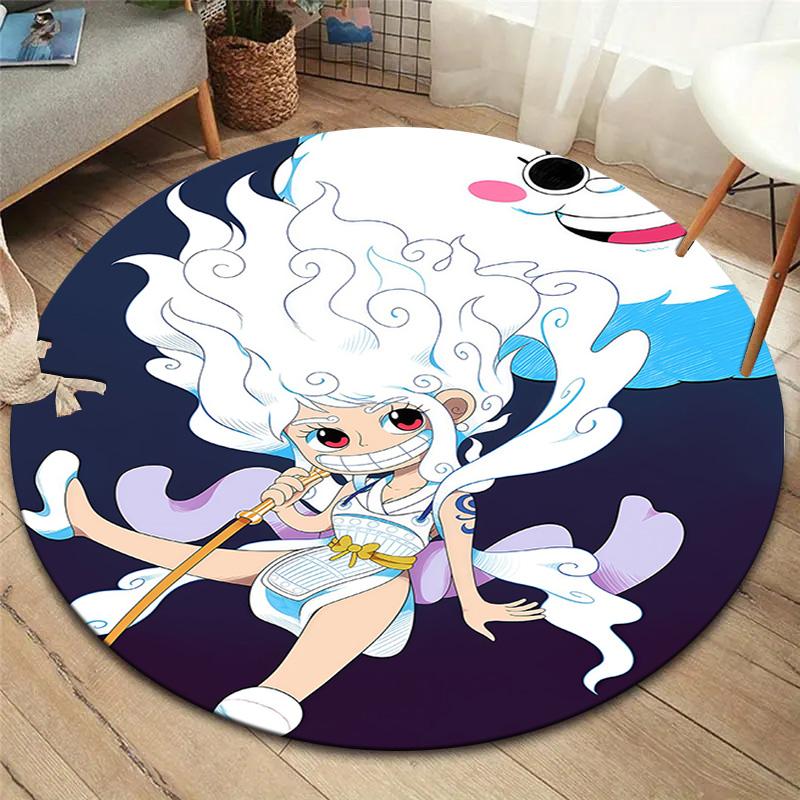 One Piece Gear Round Area Rug Carpet Rug For Living Room Bedroom Sofa Playroom Decor Nonslip Floor Mat