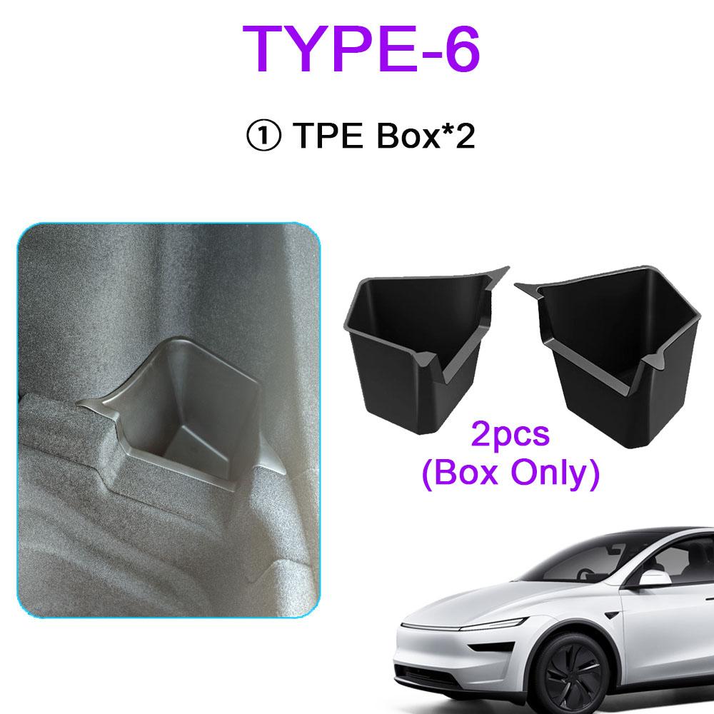 For Tesla Model Y Juniper Launch 2026 Rear Trunck Side Storage Box with Flocking TPE Lids Covers Mat Accessories (1:1 Original)