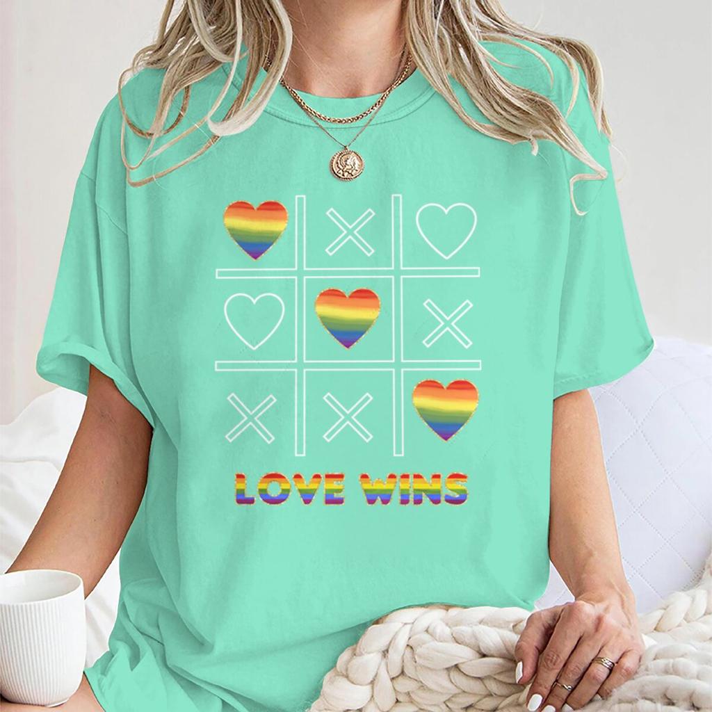 Fashion LGBT Love Wins TShirt Women Men Fun Chessboard Print Short Sleeve Tees Casual Lesbian Bisexual Crewneck T Shirts