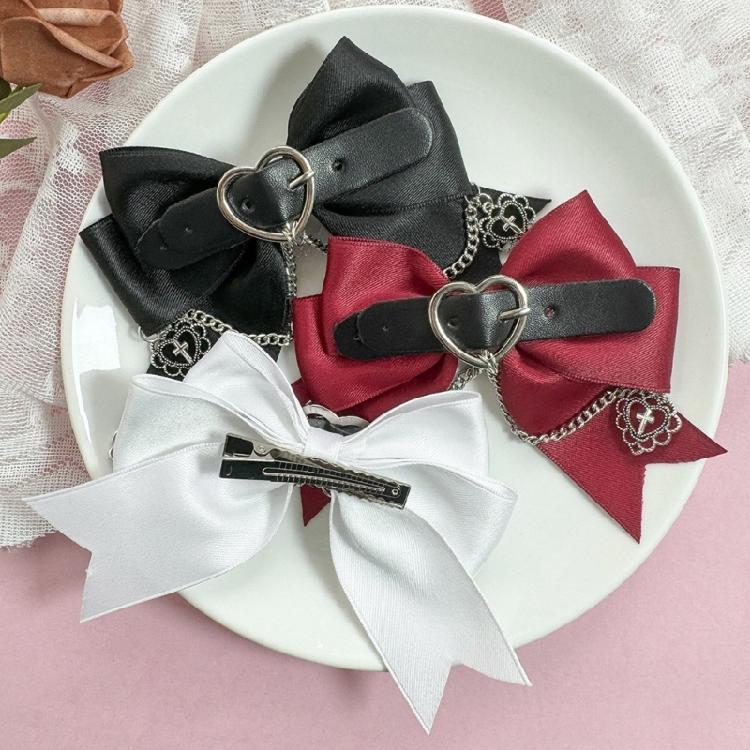 Heart Chain Hair Pin Punk 2000s Girl Chain Hair Clip Hair Bows Female Headpieces