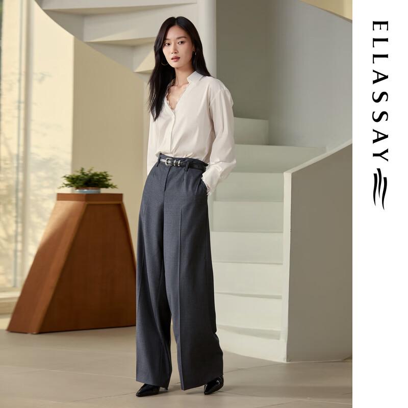 ELLASSAY Women's 100% Lambswool Wide-Leg Trousers