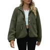 Women's Fashion Casual Stacked Lapel Single Button Fleece Sports Sweatshirt Jacket Outerwear