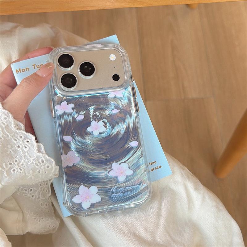 

Creative Swirl Falling Flowers & Flowing Water Case for iPhone 17, 16 Pro Max/15/14 iPhone 16 Pro