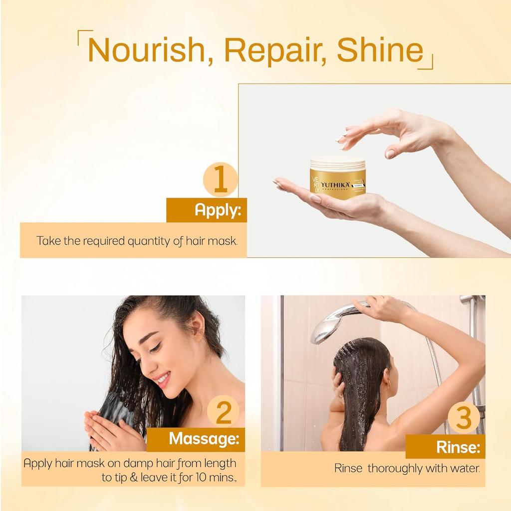 Yuthika Professionelle Vertix Hydrolyzed Keratin Haarmaske 150ml zur Reparatur von trockenem, geschädigtem Haar