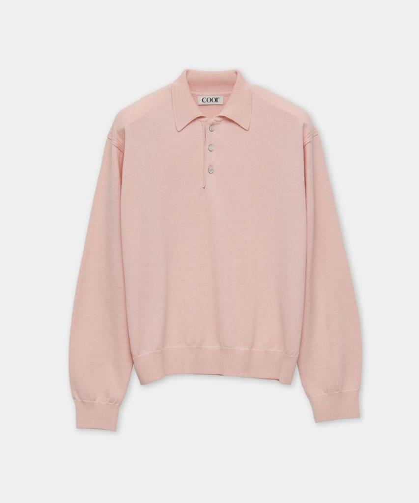 Kueo Extra Fine Merino Wool Collar Knit (Washed Dusty Pink)