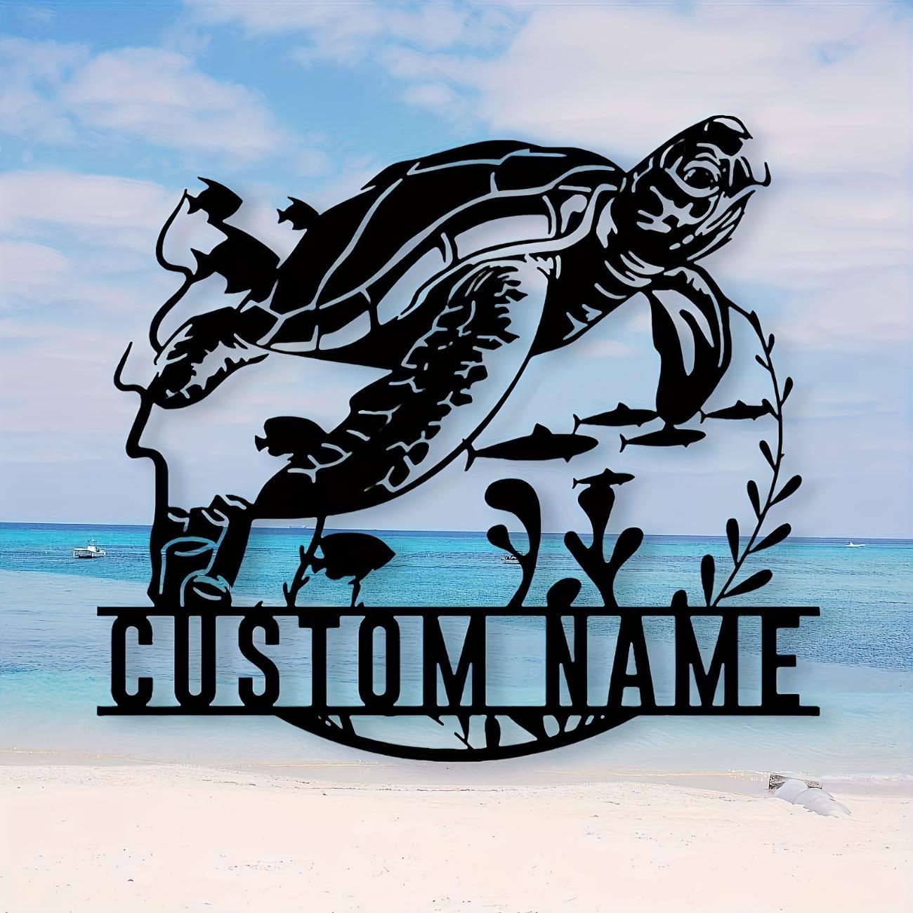 

Customizable Turtle Metal Wall Art, Personalized Name Sign, Durable Outdoor Decor No Electricity Needed M чорний