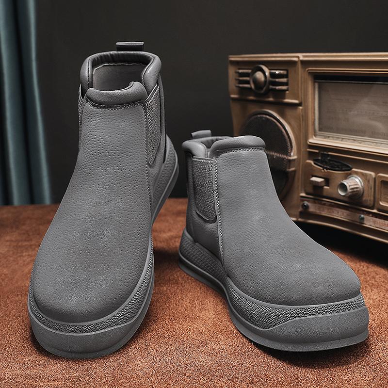 

ZY autumn and winter British high-top men s shoes casual shoes, black, khaki, gray 44 сірий колір