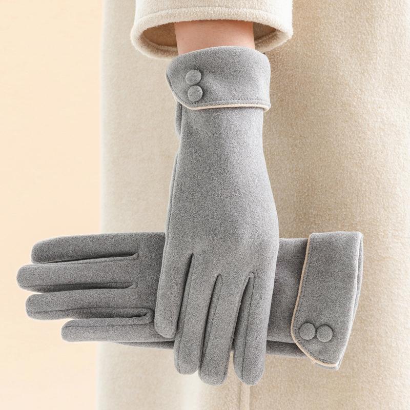 Women Touch Screen Gloves Fashion Mittens Autumn Winter Warm Thin Cashmere Solid Cycling Drive Suede Fabric Elegant Windproof