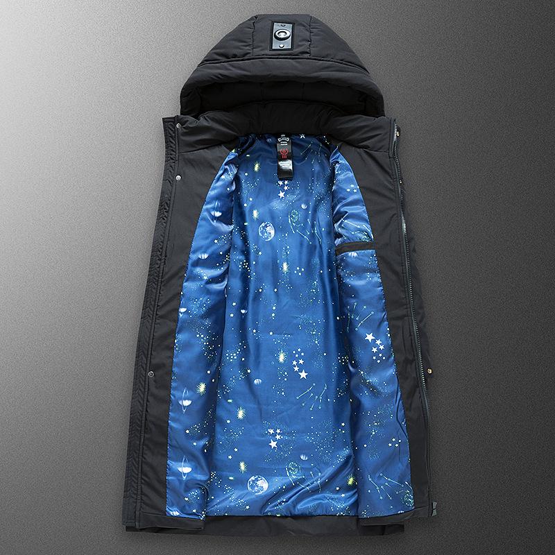 Men's New Winter Large Cotton Coat Men's Fashion Hooded Thickened Mid-length Youth Casual Large Size Cotton Coat Trend
