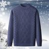 Men's Middle Aged and Elderly New Autumn Winter Crew Neck Sweater Long Sleeve Fleece Lined Thickened Warm Knit Base Layer Top