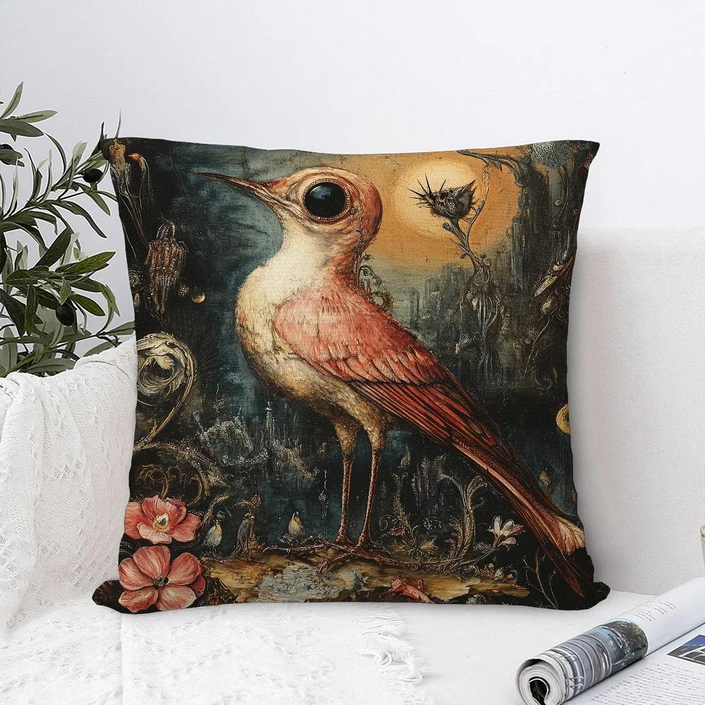 Home Decor Whimsical Animals Fox Rabbit Tiger Bird Pattern Cushion Cover Suitable For Sofa Bedroom Car Pillow Cover