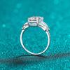 Bague Ringen Radiant Cut 3ct Moissanite Diamond Ring For Women Sparkly Halo Wedding Promise Band Platinum Plated 925 Silver