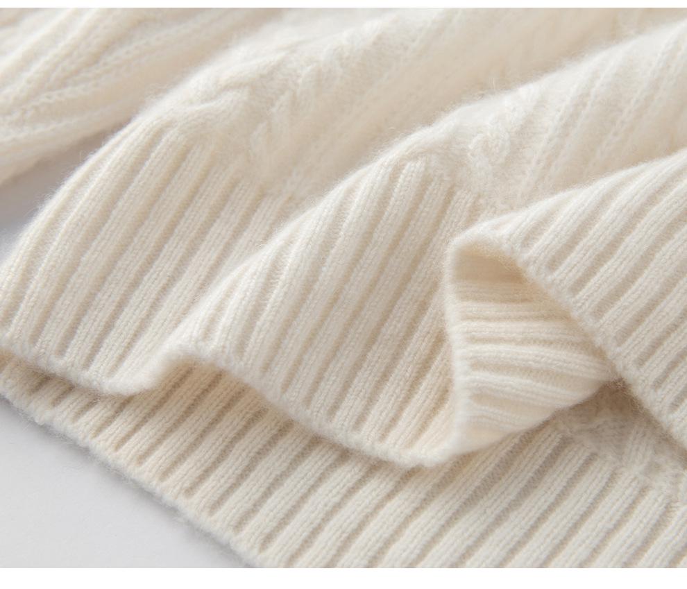 Cashmere Cable Knit Lapel Sweater - Autumn/Winter 2026 Women's Loose Fit, Gentle Style Base Layer