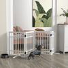 Dog Gate, Foldable and Non-Slip, Swiveling Support Feet, Wood Frame, 183x24.5x61 Cm, White