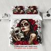 3pcs Sugar Skull Woman Bedding Sets 3D Printed Day Of The Dead Duvet Cover Sets With Pillowcases No Filling Single Twin Size