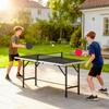 5ft Mid-Size Table Tennis Table, Ping Pong Table with Net, 2 Table Tennis Paddles and 3 Balls for Indoor Game, Black