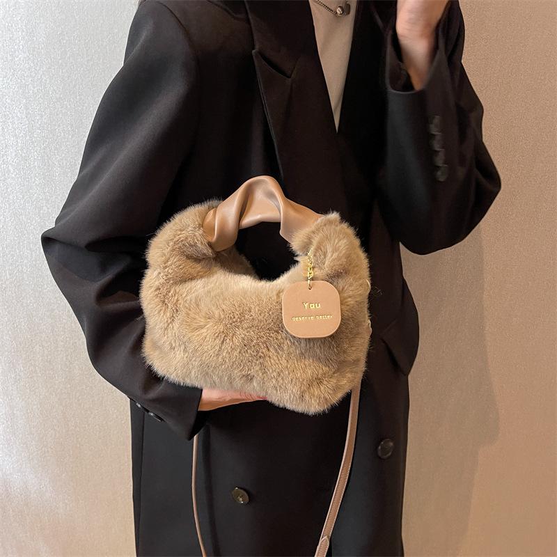 Mink-style Pleated Plush Handbag & Crossbody Bag for 2025