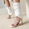 Women's Cool Boots Style Strap-on Stiletto One-word Strap Large Size 34-48 Shoes Large Size Cool Boots