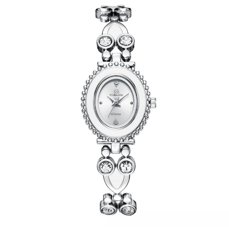 

Женские досуговые декоративные водонепроницаемые кварцевые часы серебряный