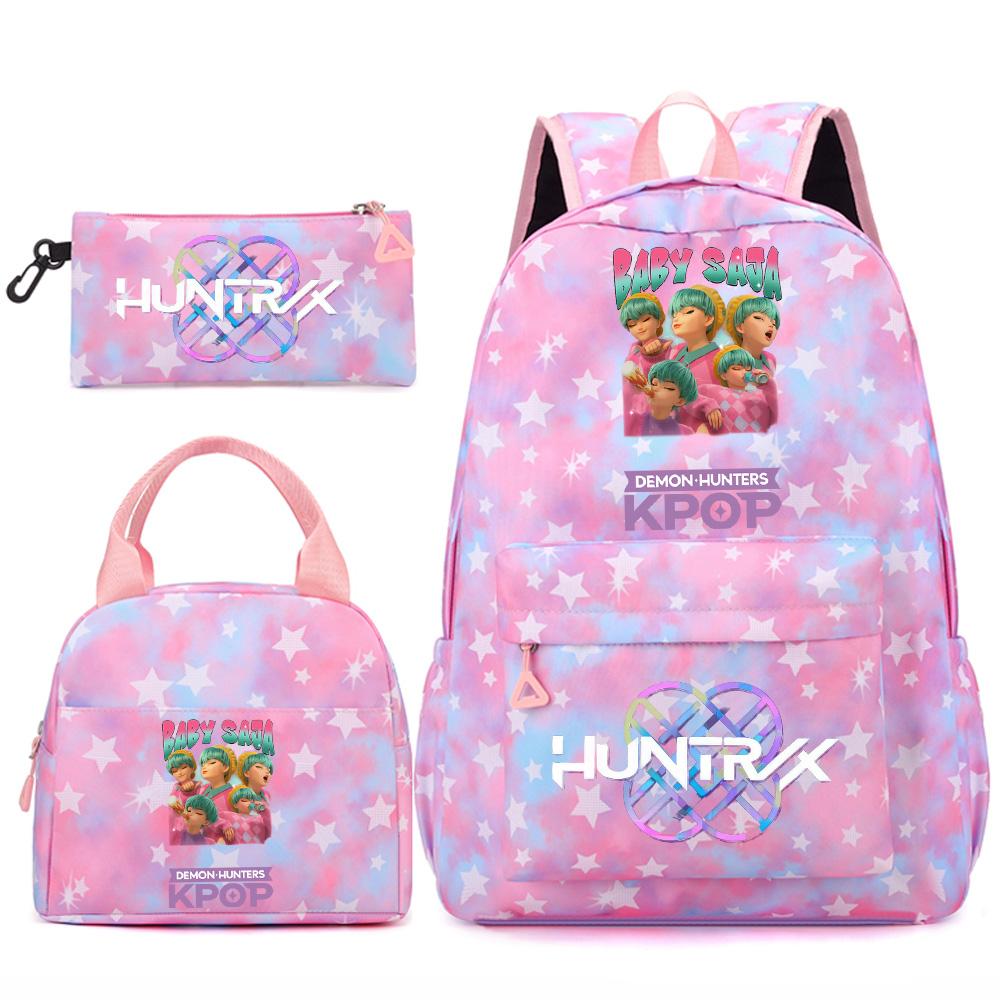 Set 3 piese/set Anime Desene animate Kpop Imprimate Rucsac Geantă de mână Etui pentru creioane pentru Adolescent Student Fată Băiat Ghiozdan Copil Ghiozdan Capacitate Mare Geantă de călătorie Cadou
