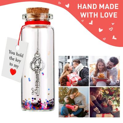 Jubileum Romantisch Cadeau voor Haar Hem Jij Houdt de Sleutel tot Mijn Hart Fles Klein Glazen Wenspotje voor Valentijnsdag Jubileum Kerst