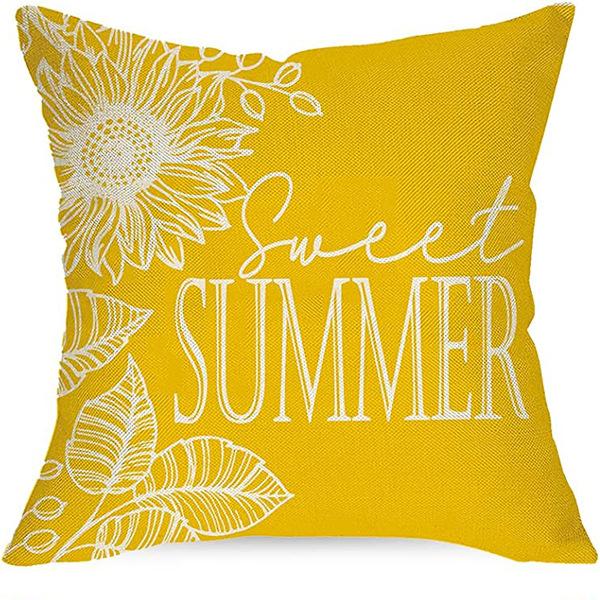 Summer Sunflower Pillow Case Linen Print Sun Flower Home Sofa Pillow Plant Flower Pillow