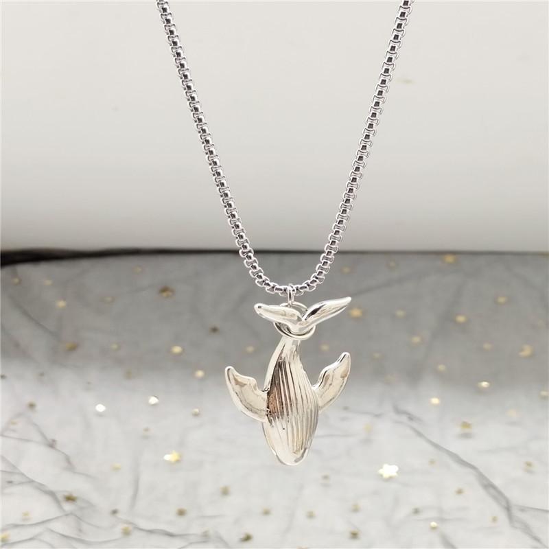 Whale Falling Necklace for Women, Cool Style, Whale Pendant, Trendy Men, High-end, Versatile, Simple Neck Chain, Cool