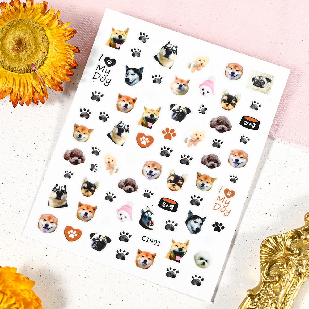 Cute Cartoon Pet Manicure Sticker Cute Husky Cute Corgi Sweet Cat Nail Decorative Sticker