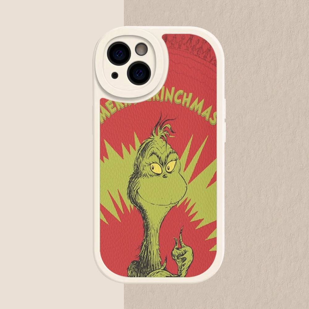 C-Christmas G-Green M-Monsters Phone Case Hard Leather For iPhone 16 15 14 13 12 Mini 11 14 Pro Max Xs X Xr 7 8 Plus Fundas