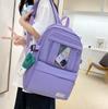 Four-Piece Backpack Set Girls Large Capacity Backpack Solid Color Junior High School Student School Bag