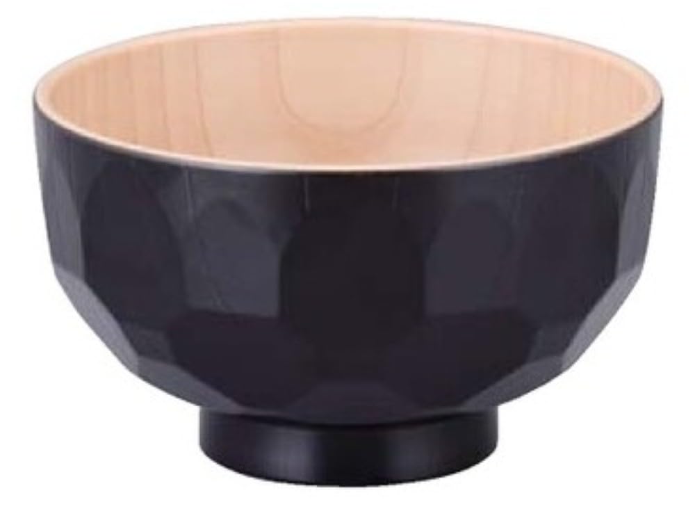 Fukui Craft 110mm tortoiseshell pattern soup grain 31091370 TA) diameter, wood-grain bowl, black/wood finish,