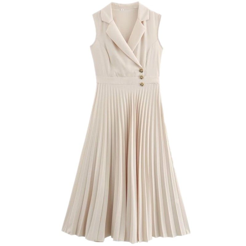 

Модный стиль 2024 Лето Новое поступление Женская одежда Стильный темперамент Повседневное Плиссированное Без рукавов Миди Длинное платье Figure Color XS