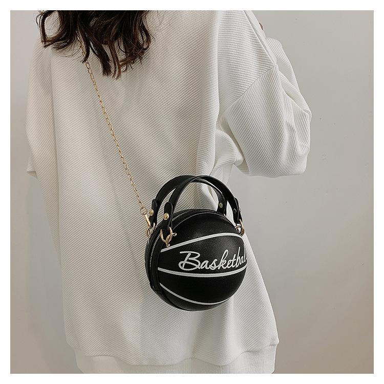 Trendy Letter Chain Basketball Bag New Fashion Korean Style Solid Color Simple Handheld Shoulder Bag for Women