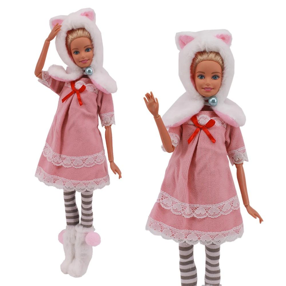 4 Stk/Set Pelzweste Mantel + Kleid/Freizeitoutfit für 30 cm 11,8 Zoll Puppenkleidung Accessoires Plüschjacke Berühmtheit, Kindergeschenk