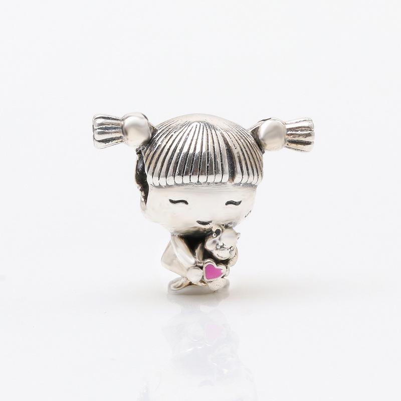 Silver-Plated Ponytail Girl Charm Bracelet - Women s Cute Beaded Fashion Gift серебряный