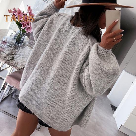 Cardigan feminino lanterna manga longa cor sólida oversized malha cardigan frente aberta leve suéter outwear