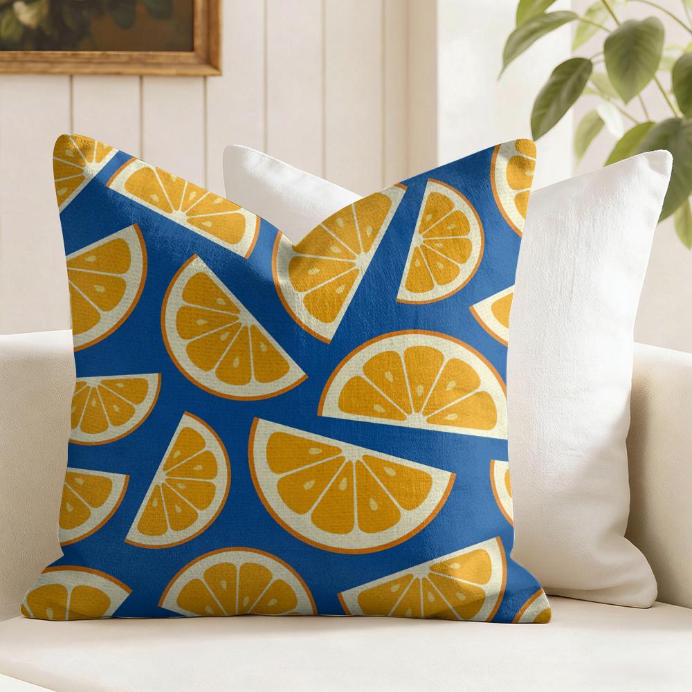 Orange Pattern Cushion Cover Natural Linen Pillow Cover DoubleSided Print Cushion Cover for Sofa Home Decor