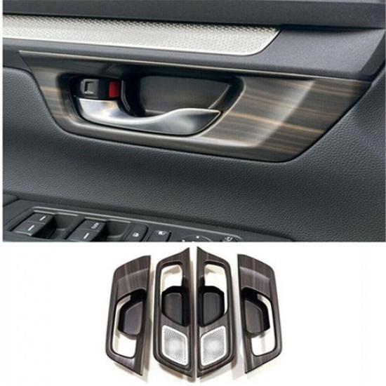 Peach Wood Grain Inner Door Handle Bowl Cover Trim For Honda CR-V CRV 2023 2024